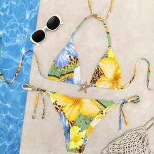 SHEIN Multicolor Floral Leopard Bikini